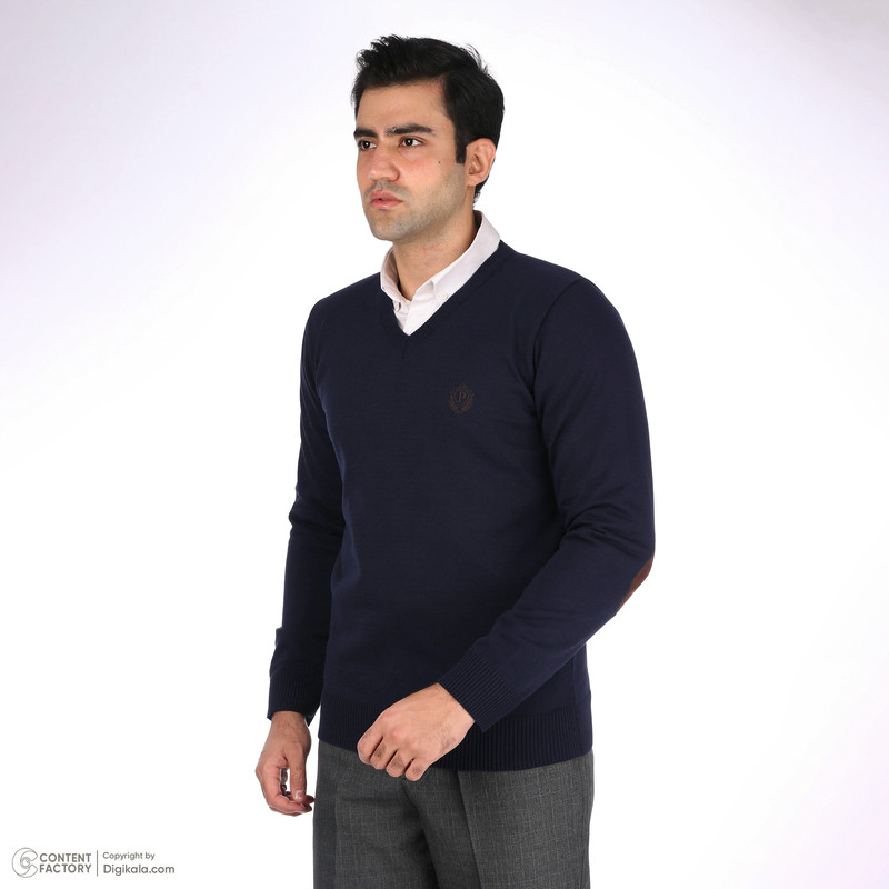 پلیور مردانه تریکو پاییزان کد P700 رنگ سرمهای تیره