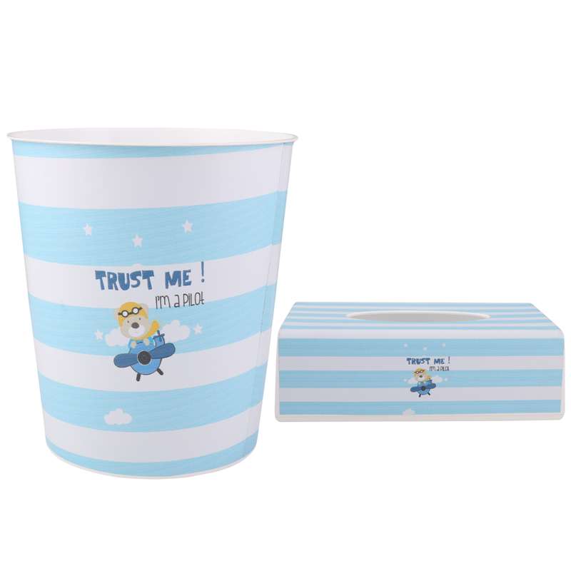 ست سطل و جادستمال کاغذی اتاق کودک طرح خرس خلبان کد 0555