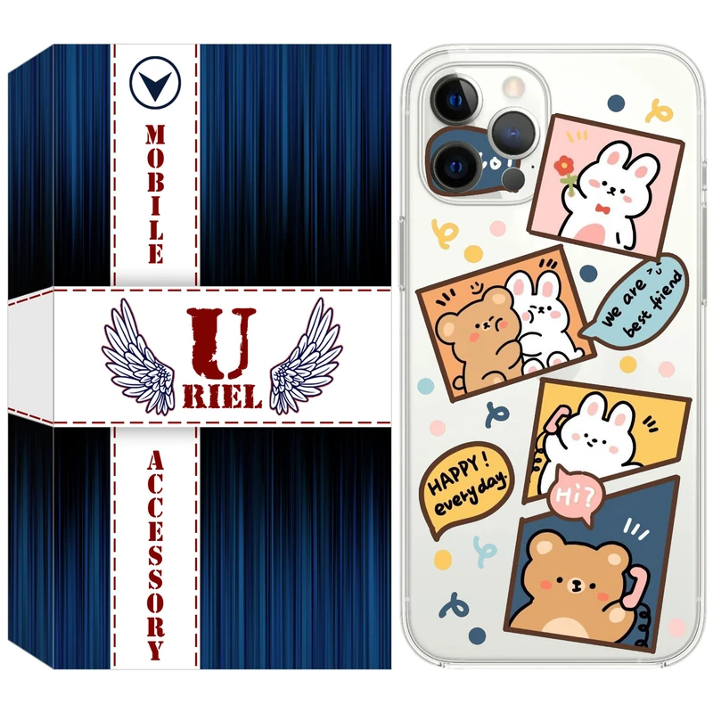 کاور یوریل قاب مدل Clear کد 19 طرح خرگوش و خرس مناسب برای گوشی موبایل اپل iPhone 12 Pro