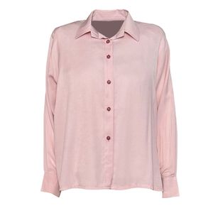 شومیز آستین بلند یقه برگردان زنانه مدل 6094 رنگ صورتی روشن