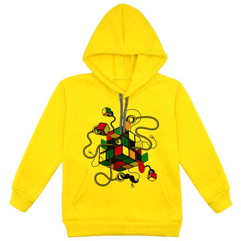 هودی پسرانه مدل روبیک F40 رنگ زرد