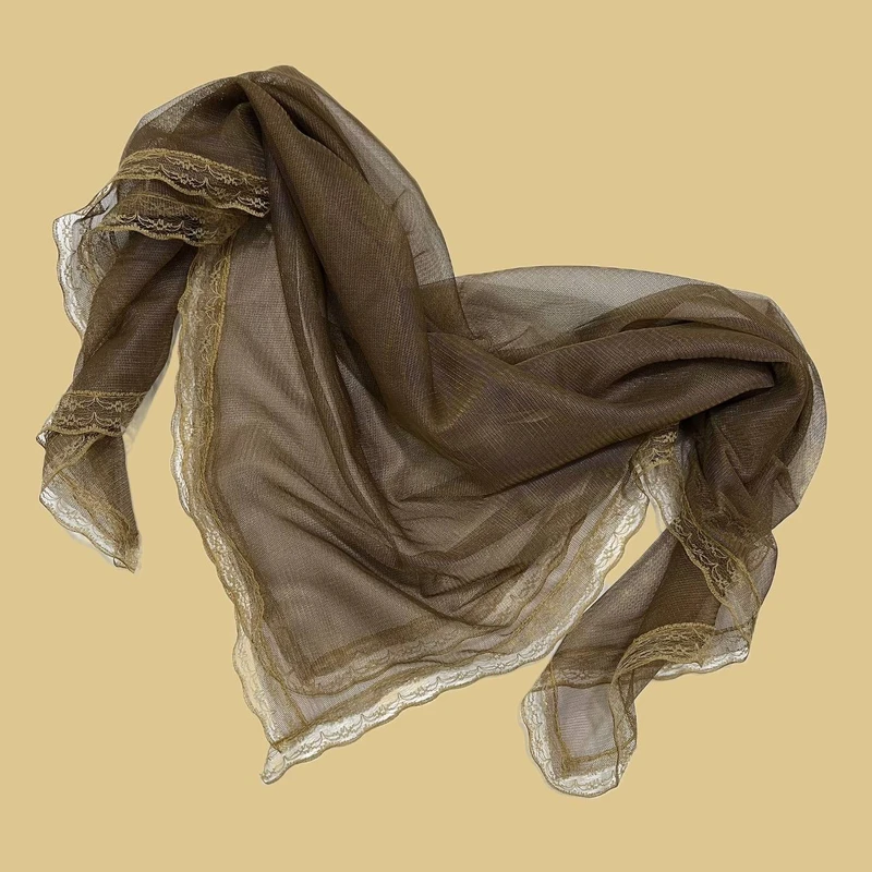 مینی اسکارف زنانه مدل توری حاشیه دانتل دار شاین کد ۰۰۱۱۸