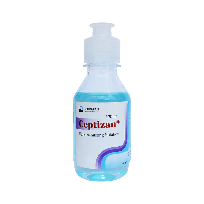 محلول ضدعفونی کننده دست بهوزان مدل Ceptizan-83 حجم 120 میلی لیتر