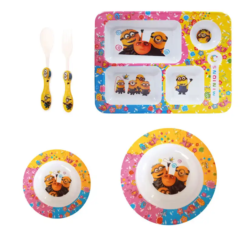 سرویس غذا خوری کودک طرح مینیون کد Rbay5 مجموعه 5 عددی