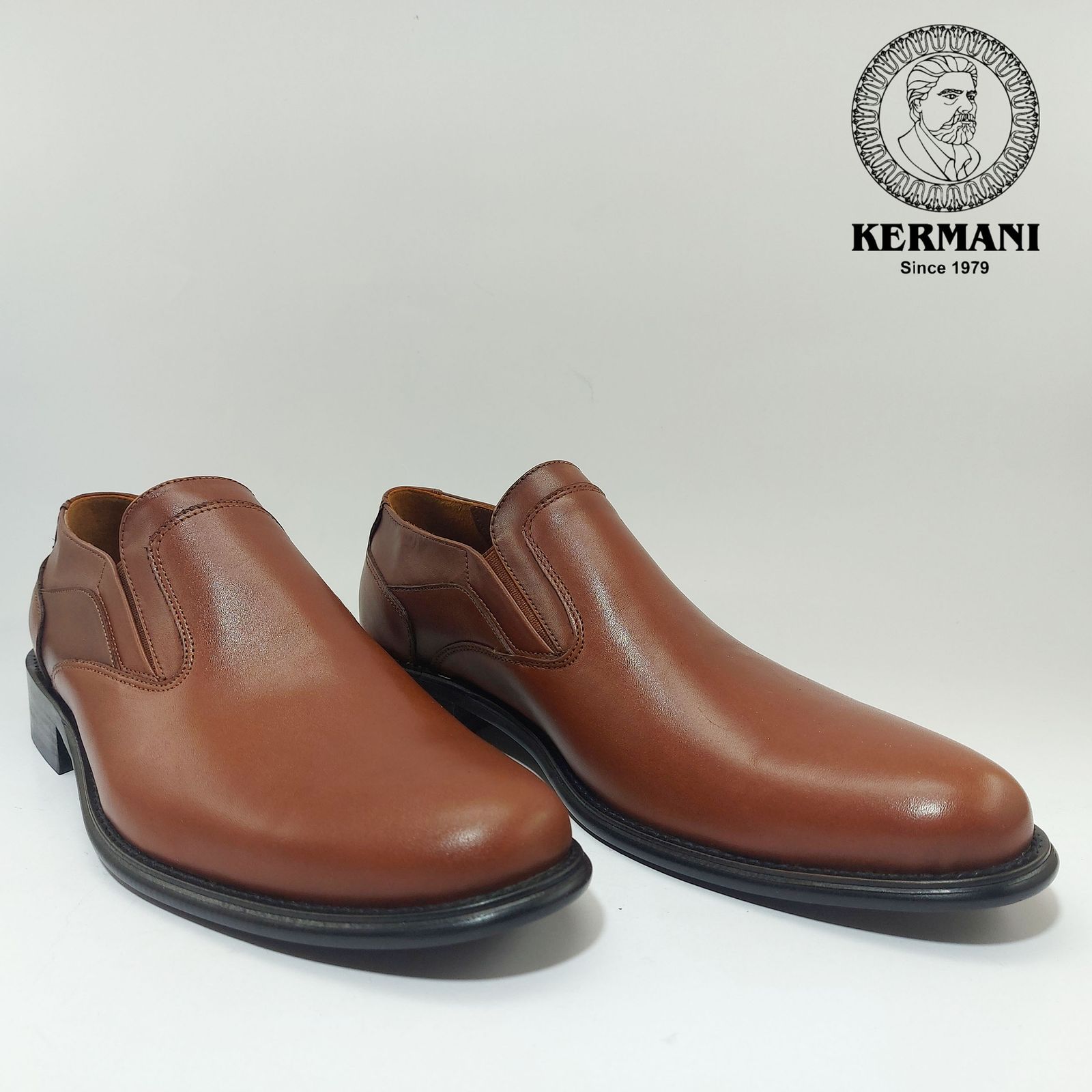 کفش مردانه کرمانی مدل چرم دستدوز طبیعی کد 350 رنگ عسلی -  - 4