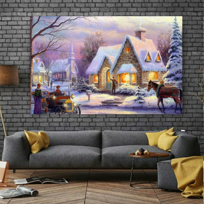 پوستر پارچه ای طرح خاطرات کریسمس اثر توماس کین کید مدل SDP1228