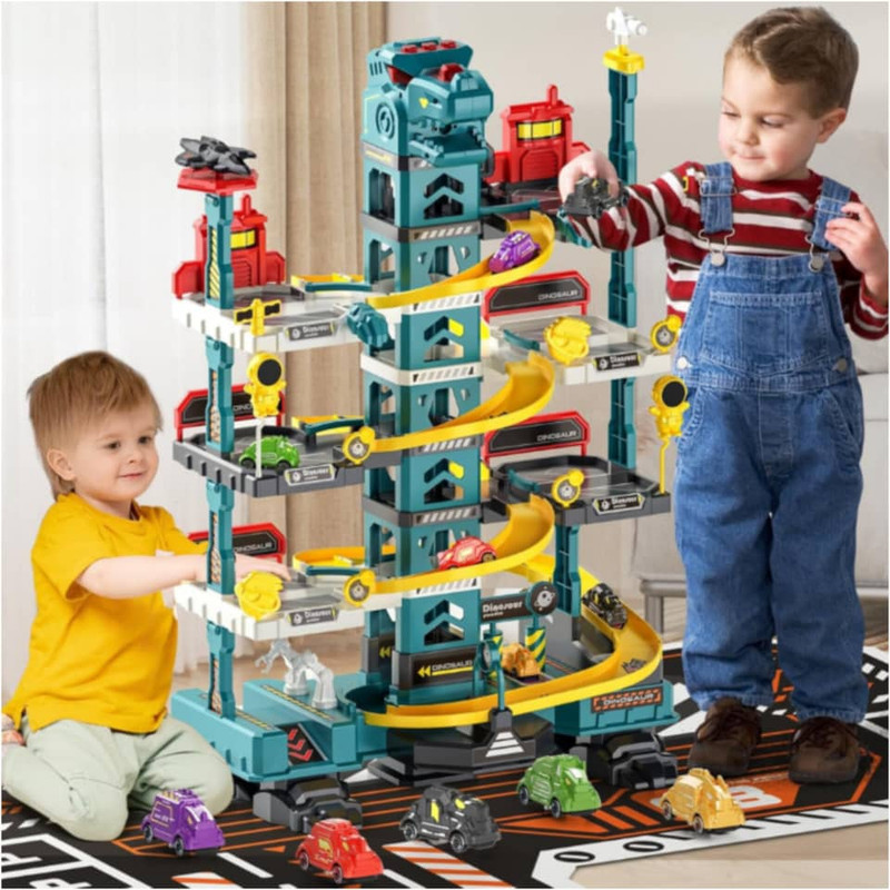 اسباب بازی ناب سل مدل پارکینگ طبقاتی دایناسور دودزا کد 92PCS RACE TRACK CARGARAGE PARKING