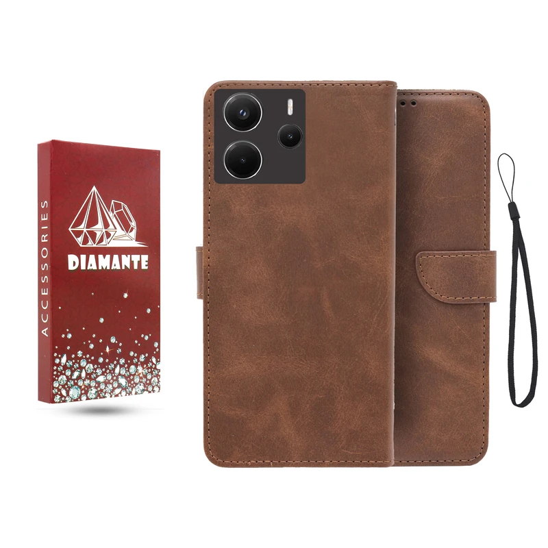 کیف کلاسوری دیامانته مدل جاکارتی مناسب برای گوشی موبایل شیائومی Redmi Note 14 5G به همراه بند آویز