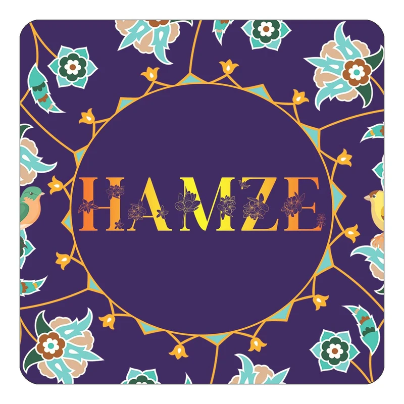 مگنت کاکتی طرح اسم حمزه hamze مدل گل و بلبل کد mg13839