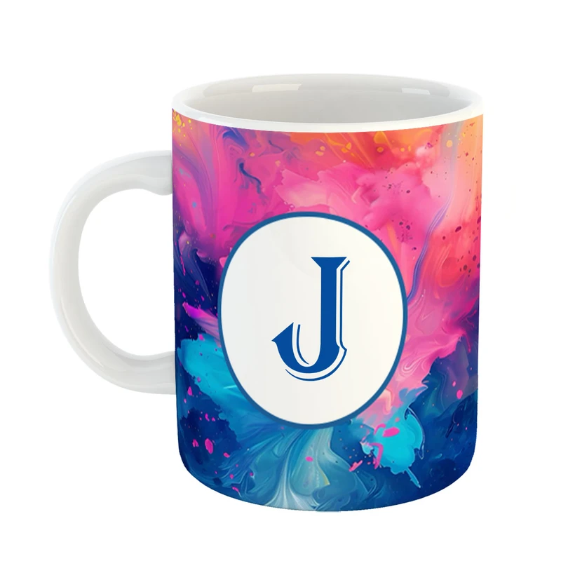 ماگ پادآفرین مدل فانتزی طرح حرف J کد 19