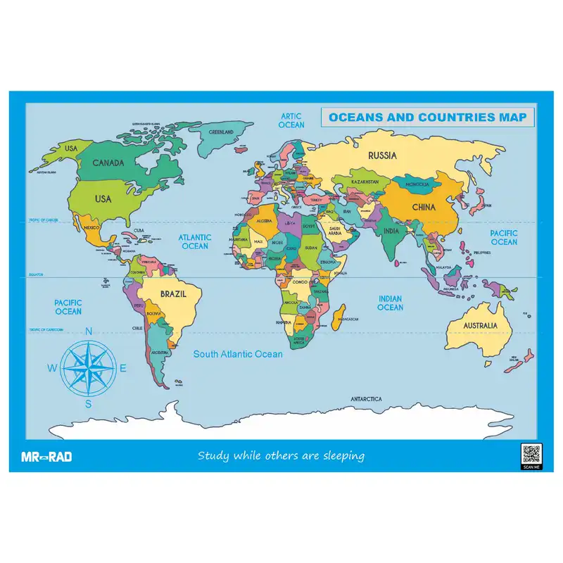 پوستر آموزشی مستر راد طرح اقیانوس ها و کشورها مدل m7050
