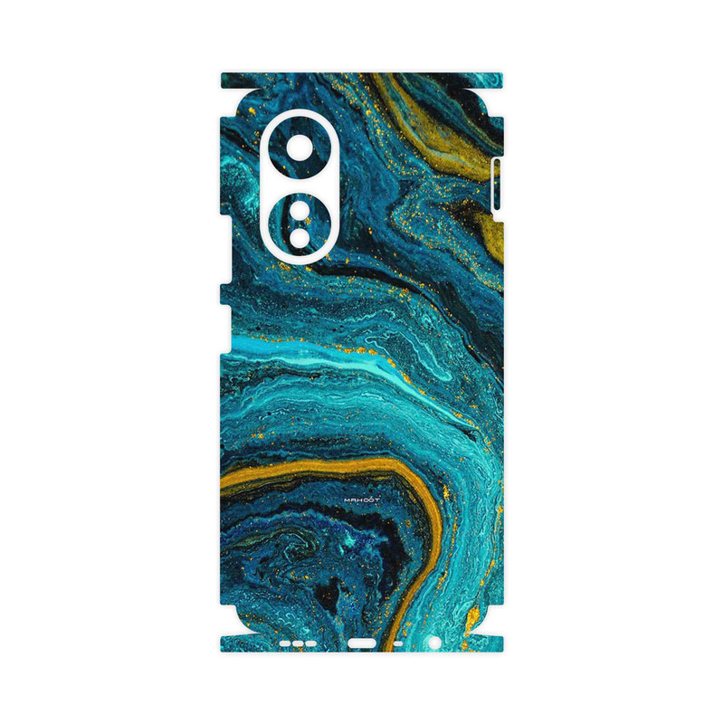برچسب پوششی ماهوت مدل Turquoise marblewith golden streaks-FullSkin مناسب برای گوشی موبایل اپو A58 4G