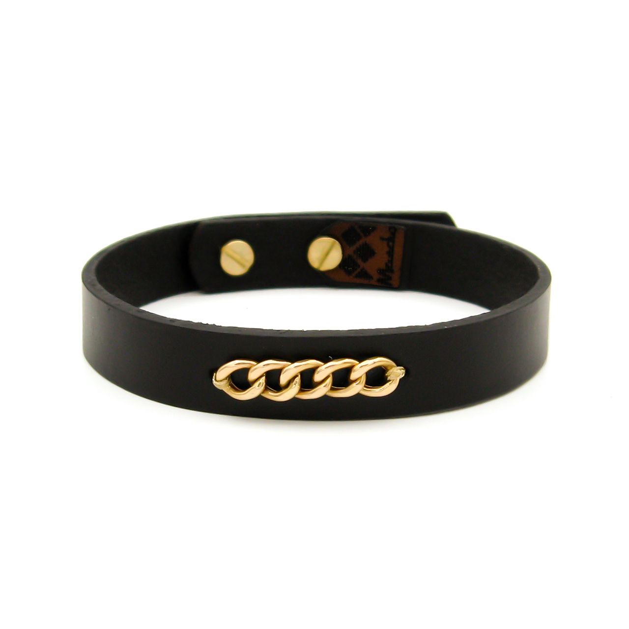 دستبند چرم و طلا 18 عیار مردانه مانچو مدل bfg242 -  - 2
