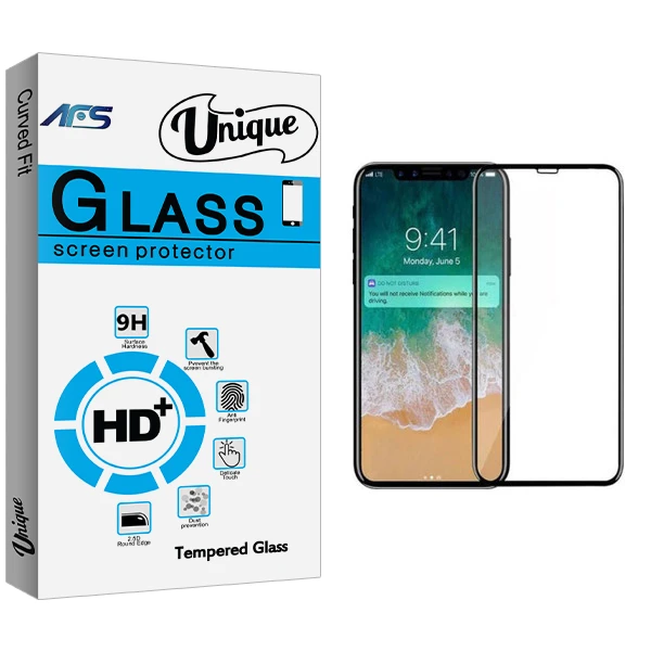 محافظ صفحه نمایش ای اف اس مدل Unique Glass مناسب برای گوشی موبایل اپل iPhone X