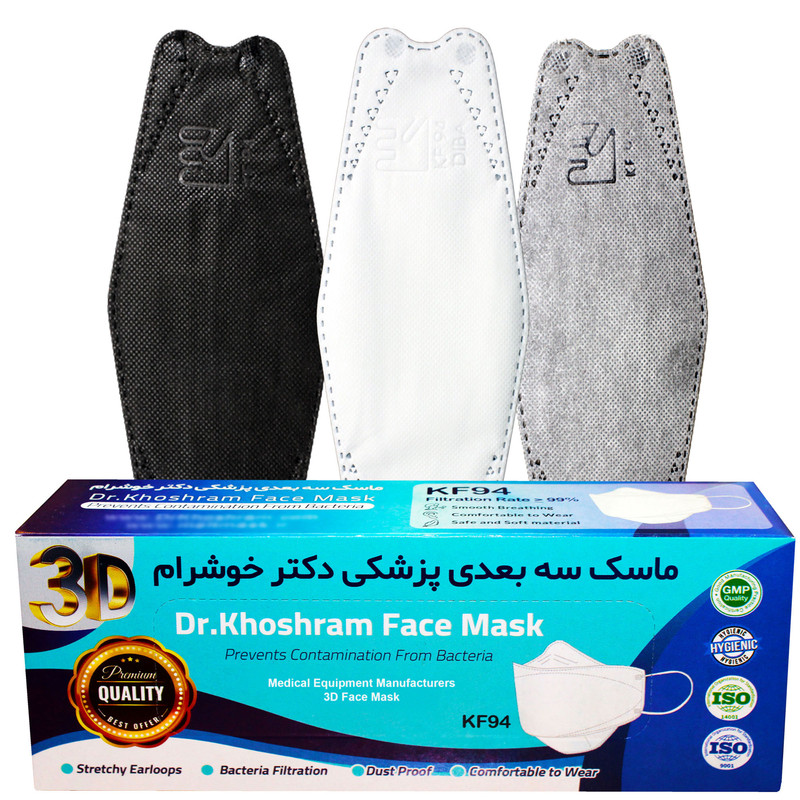 ماسک تنفسی دکترخوشرام مدل سه بعدی 3D007 بسته 20 عددی