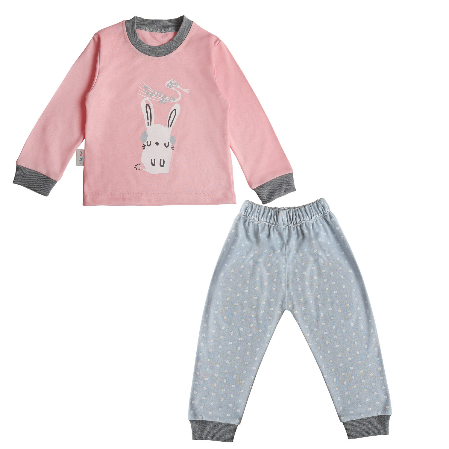ست تی شرت آستین بلند و شلوار بچگانه سپیدپوش مدل خرگوش و موزیک -  - 12