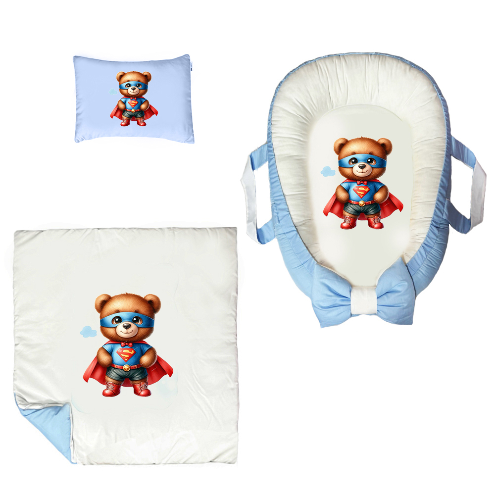 سرویس خواب 3 تکه نوزاد مدل خرس اسپایدرمن کد DKBB65-set