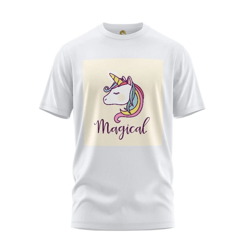 تی شرت آستین کوتاه زنانه هومرو مدل TW393 طرح یونیکورن