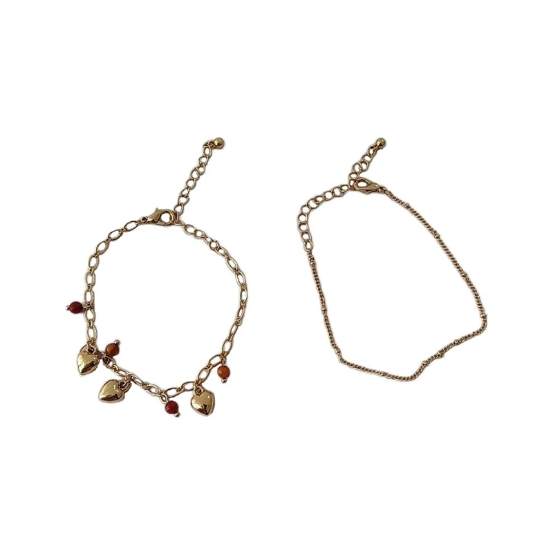 دستبند زنانه اکسسورایز مدل قلب کد B5 مجموعه 2 عددی