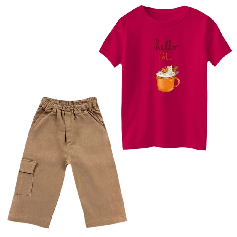 ست تی‌شرت و شلوارک پسرانه مدل سلام پاییز