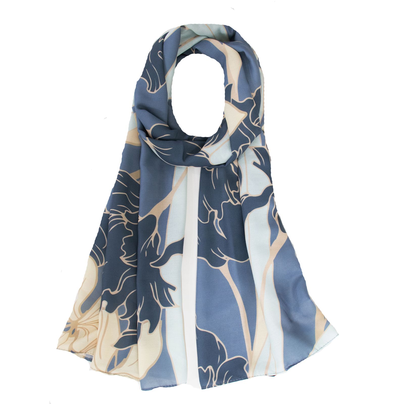 شال زنانه مدل نخ ابریشم پاییزه مزونی طرح گل شاین دار 2109 -  - 1