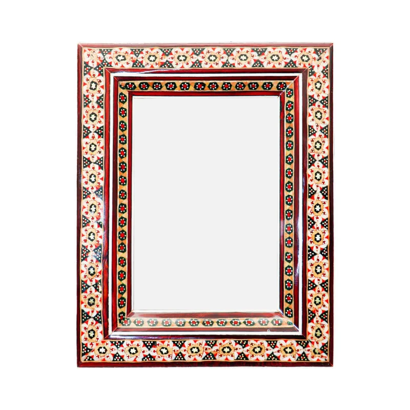 قاب عکس خاتم کاری چوبی صنایع دستی فاخر مدل سنتی طرح تک گل کد 17p14in139