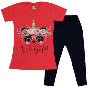 ست تی شرت و شلوار دخترانه مدل تک شاخ کد 3