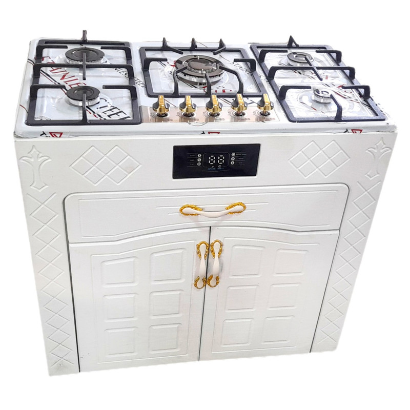 اجاق گاز 5 شعله هاکان مدل اجاق گاز دو درب صفحه استیل بوش باترموکوپل