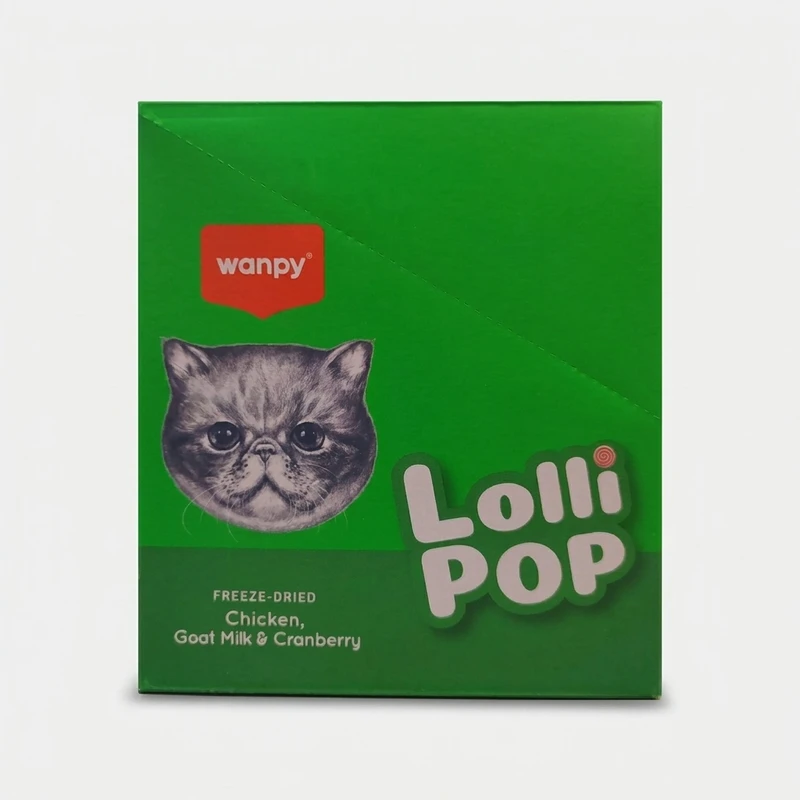 تشویقی گربه ونپی مدل Freeze Dried Lollipop طعم مرغ، شیر بز و کرن‌بری وزن 14 گرم بسته 10 عددی