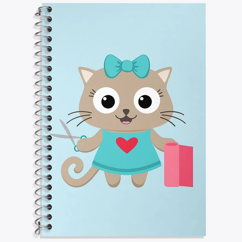 دفتر زبان 50 برگ خندالو مدل سه خط طرح گربه خیاط کد N1058