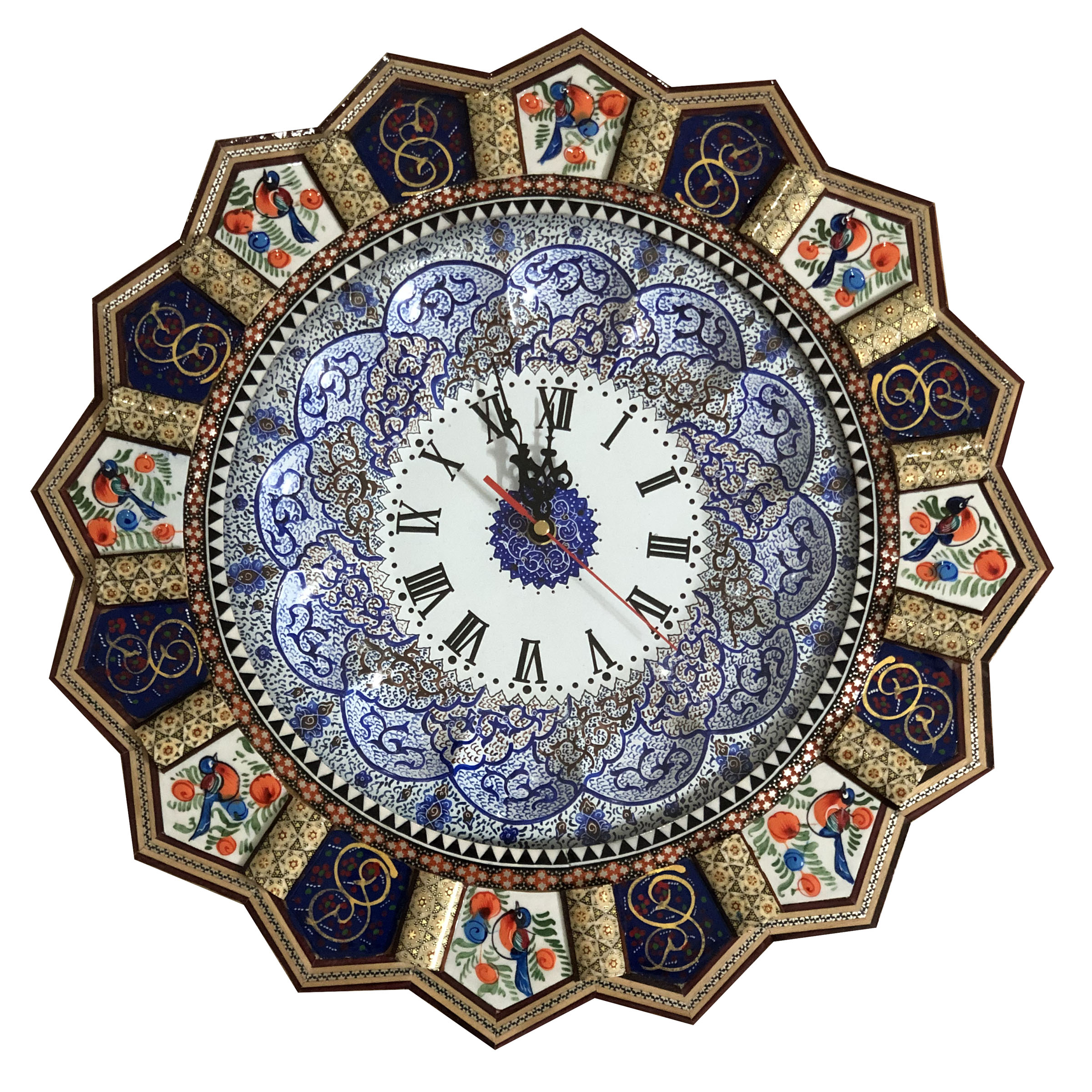 ساعت خاتم کاری طرح گل و مرغ کد 423500