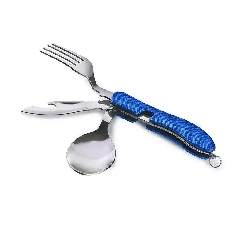 قاشق و چنگال و چاقوی سفری مدل 4522 استیل تاشو