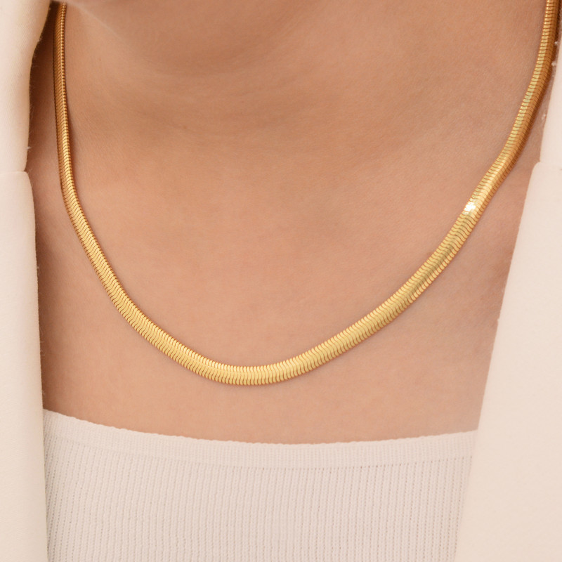 زنجیر طلا 18 عیار زنانه طلای مستجابی مدل هرینگبون سه بعدی کد Z40