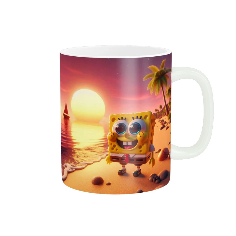 ماگ پاد آفرین طرح باب اسفنجی مدل ساحل کد 674