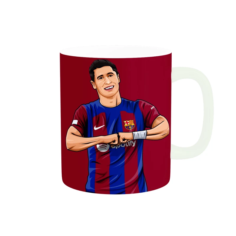 ماگ طرح فوتبالی مدل لواندوفسکی بارسلونا کد 639