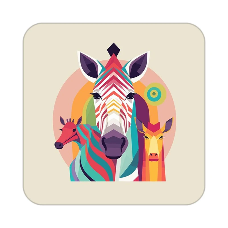 زیر لیوانی کاکتی طرح حیوانات رنگی مدل mp26699