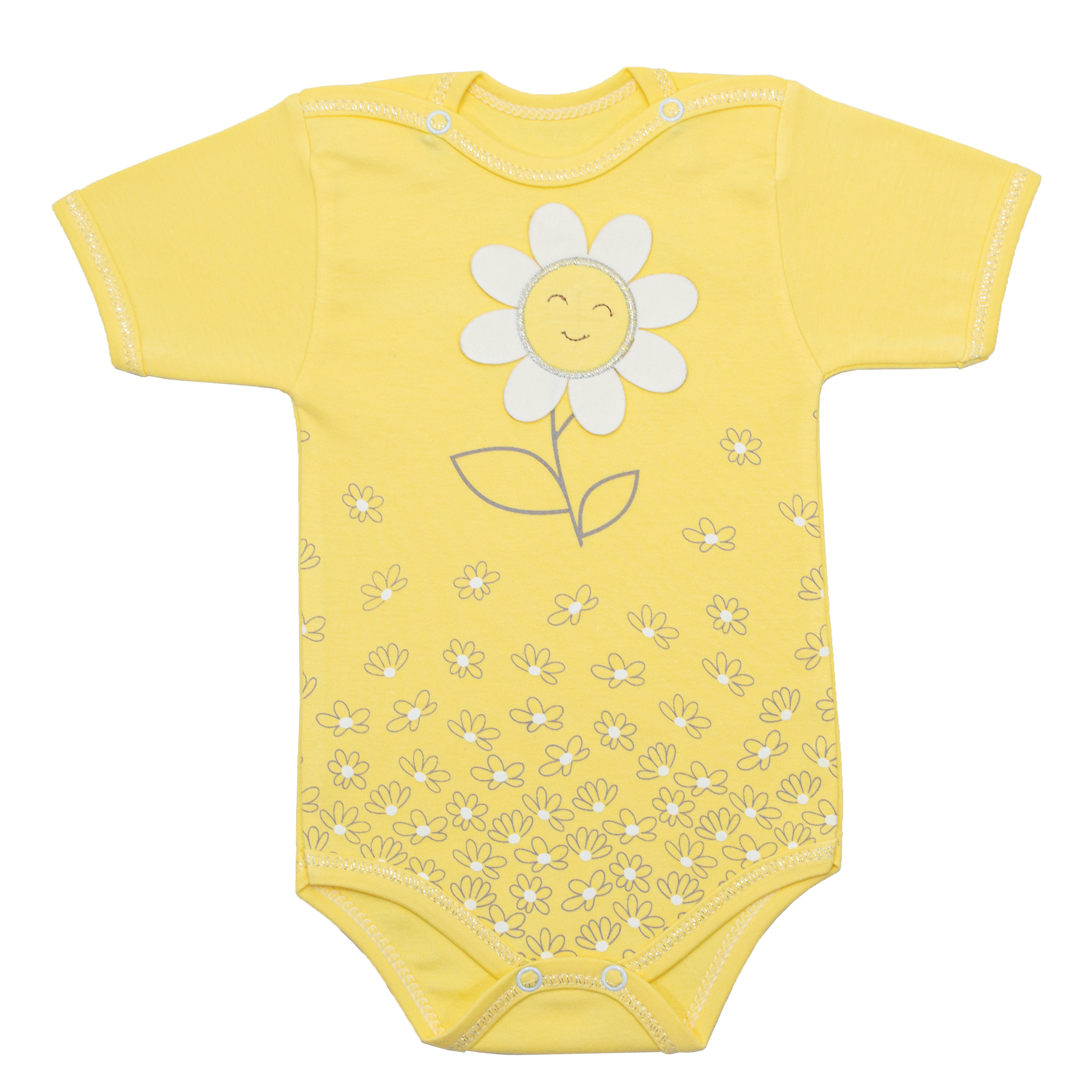 بادی آستین کوتاه نوزادی مدل آفتابگردان