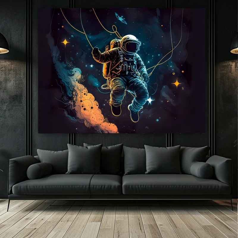 پوستر طرح مخمل نقاشی فانتزی فضانورد کد FP104908