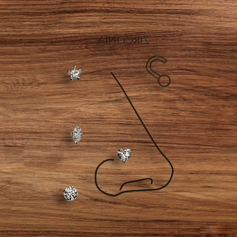 پیرسینگ نقره زنانه آی ام مدل E2727 مجموعه 4 عددی