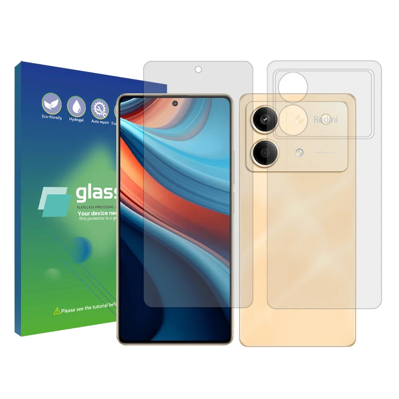 محافظ صفحه نمایش شفاف گلس پرو مدل Resistant مناسب برای گوشی موبایل شیائومی Redmi Note 13R Pro به همراه محافظ پشت گوشی