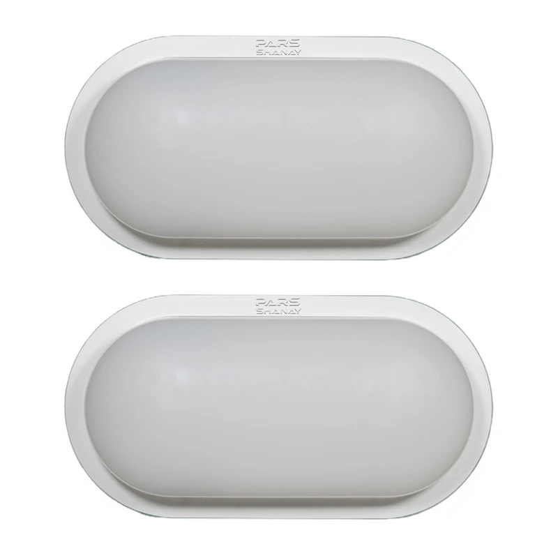 چراغ دیواری ال ای دی 18 وات پارس شانای مدل واترپروف طرح روکار بیضی بسته 2 عددی