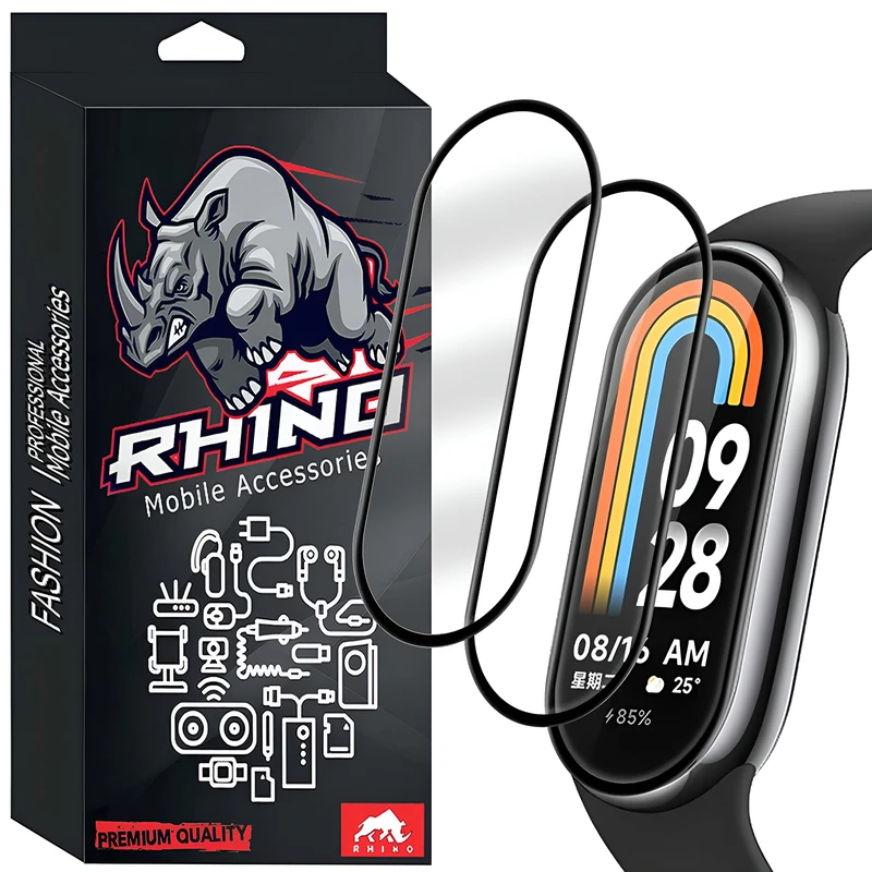 محافظ صفحه نمایش راینو مدل PMMA مناسب برای ساعت هوشمند شیائومی Mi Band 10 بسته 2 عددی