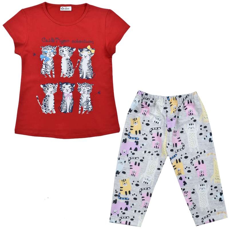 ست تی شرت و شلوارک دخترانه نیروان مدل 2142 -5