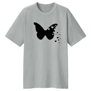 تی شرت لانگ آستین کوتاه  زنانه مدل پروانه کد LL56 رنگ طوسی