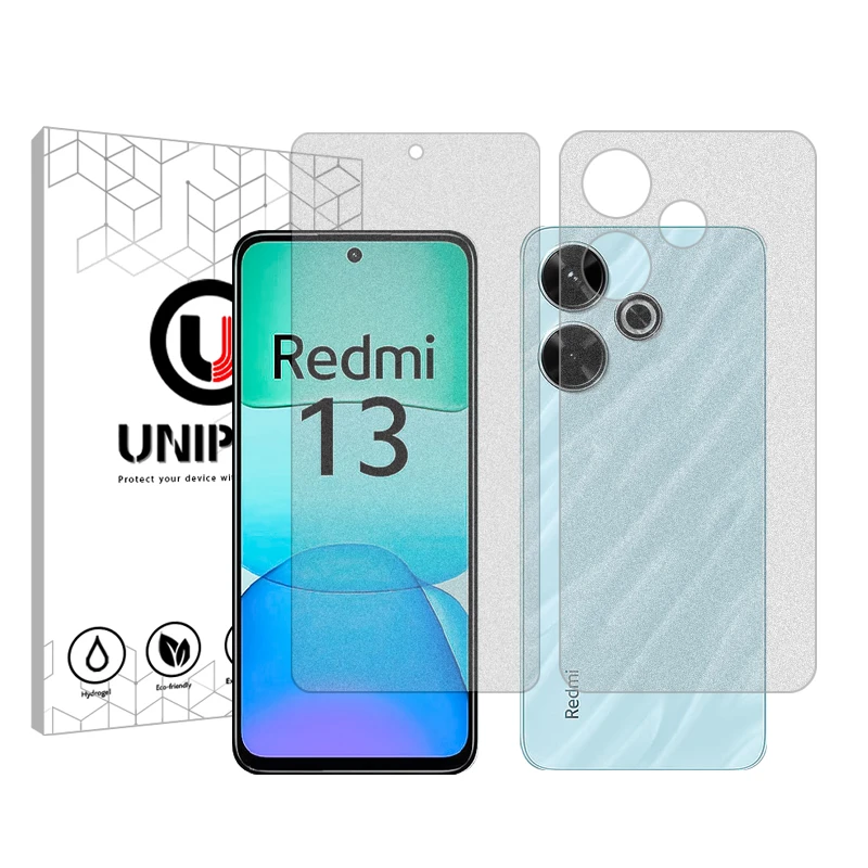 محافظ صفحه نمایش مات یونی پرو مدل 5 Star مناسب برای گوشی موبایل شیائومی Redmi 13 به همراه محافظ پشت گوشی