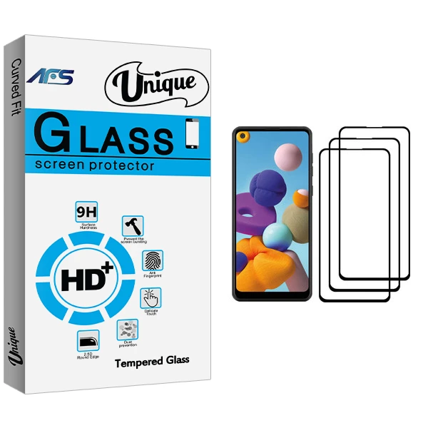 محافظ صفحه نمایش ای اف اس مدل Unique Glass مناسب برای گوشی موبایل سامسونگ Galaxy A21 بسته سه عددی