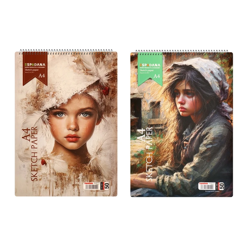 دفتر طراحی 50 برگ سیمی اسپادانا مدل عمودی کد 592N67 مجموعه 2 عددی