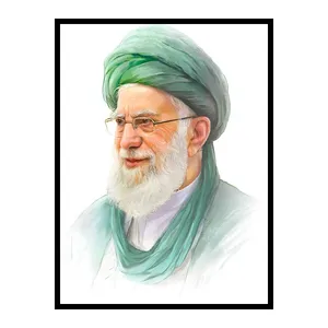 تابلو نوری بکلیت طرح تصویر رهبری ایران حضرت آیت الله سید علی خامنه ای مدل B-bu7457 فریم مشکی