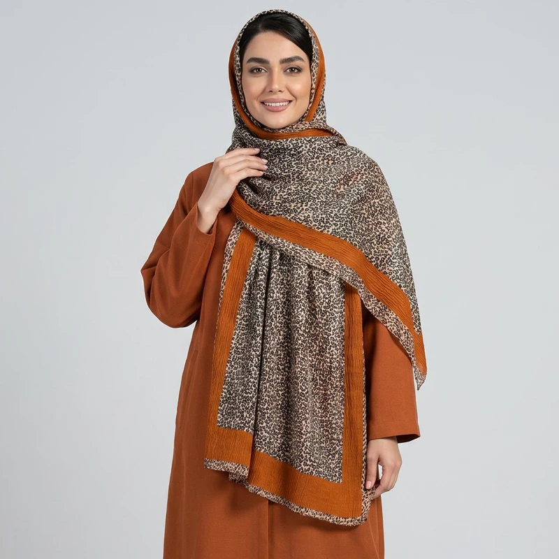 شال الیاف نخی زنانه مدل Mahgol015 با طول و عرض 200*55 سانتی‌متر