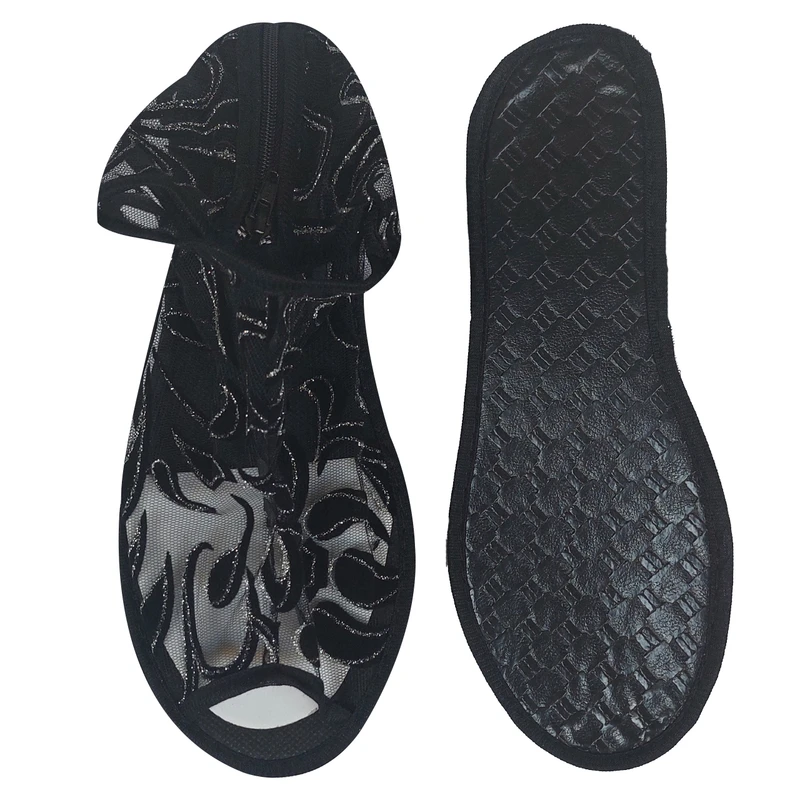 پاپوش زنانه مدل روفرشی کف چرم پشت زیپ دار طرح اشک